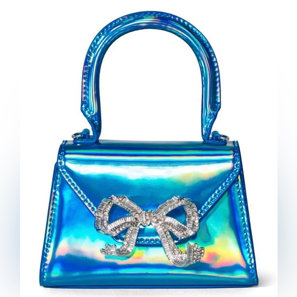 Self portrait micro blue metallic box bag - Picture 1 of 5